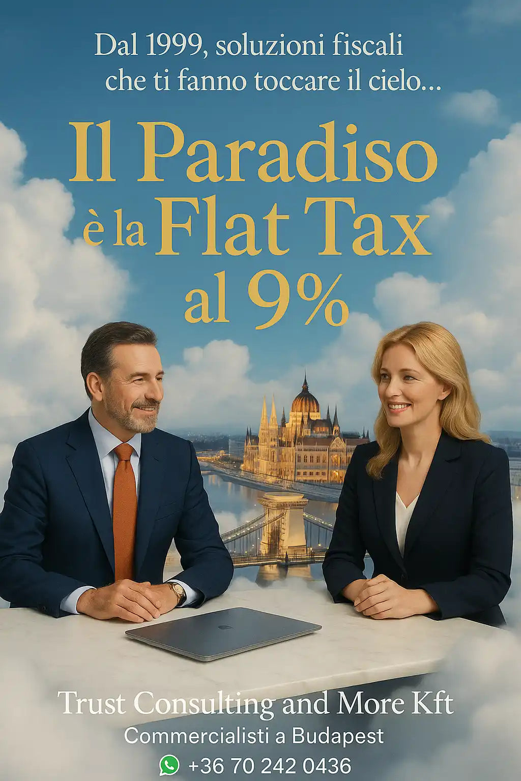 Una pubblicità stampata per servizi di consulenza fiscale.